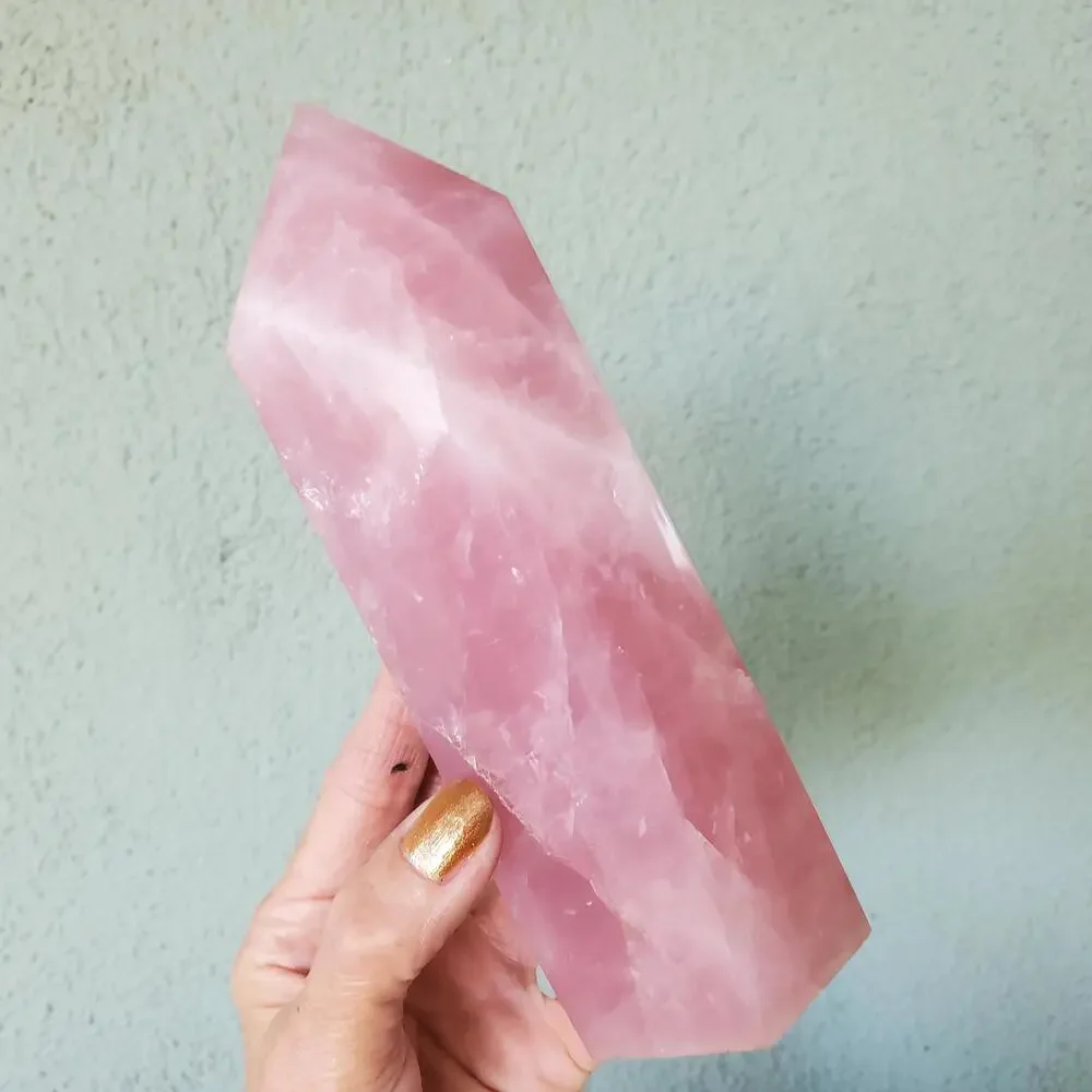 Rose Quartz Deep Dark Pink Flashy Crystal Large Tower 868 grams